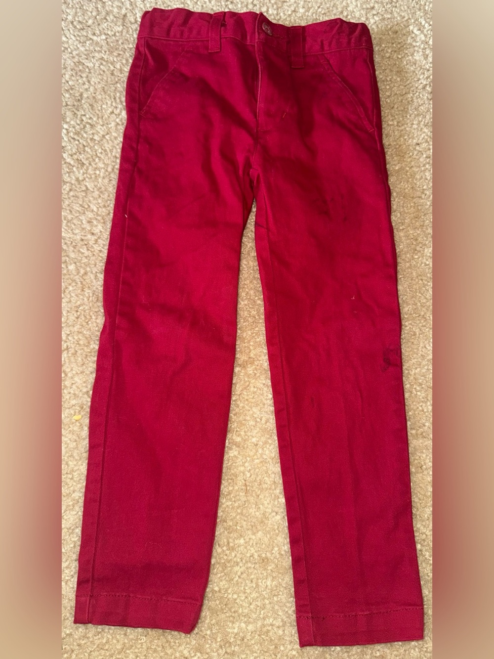 Kids Casual Red Straight-Leg Pants